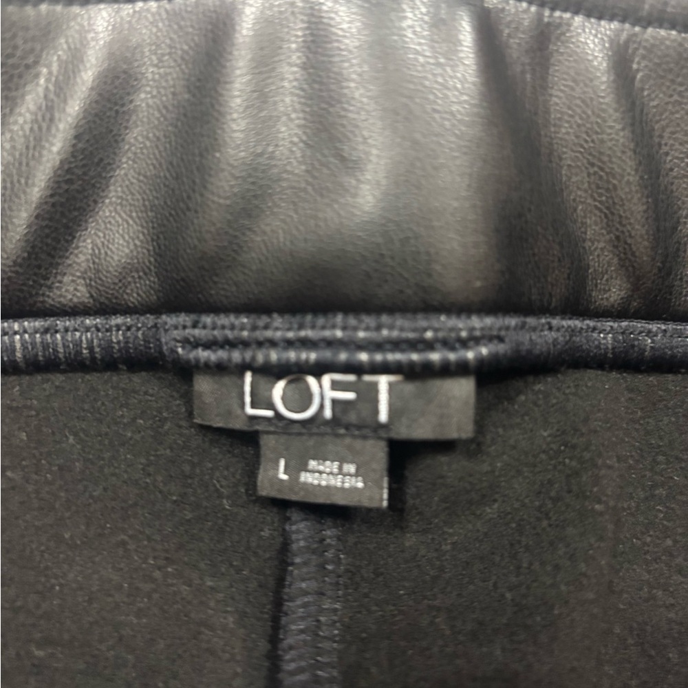 LOFT Black Faux Leather-Style Pants - Picture 3 of 3
